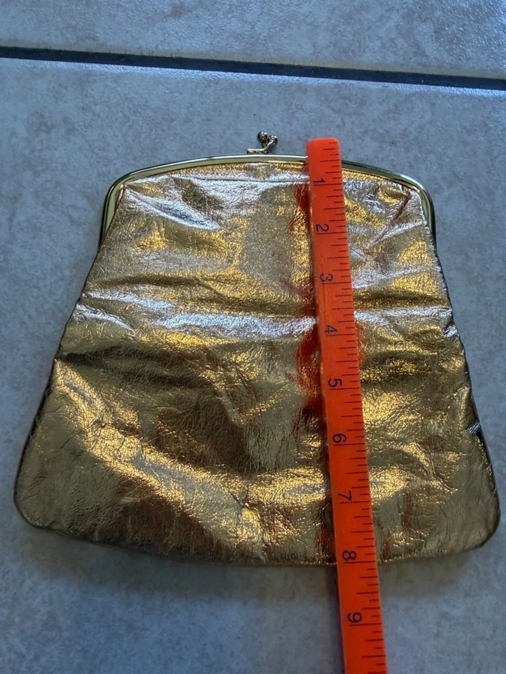 Gold Metallic kiss lock Clutch Bag - Elegant Evening Handbag